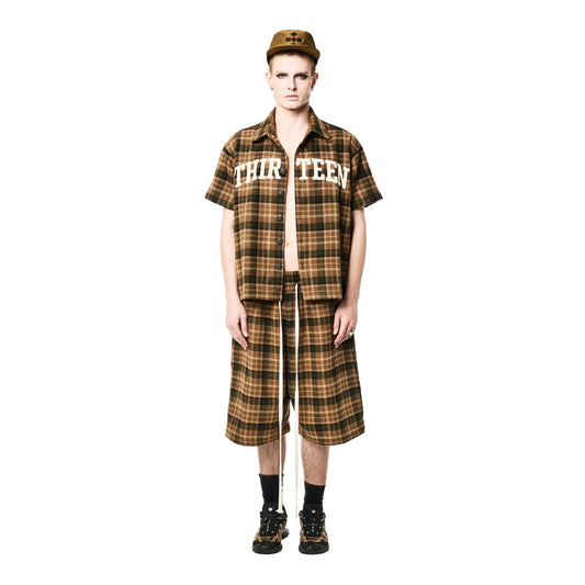 13Reign Plaid Short-Sleeve Shirt - Brown Plaid