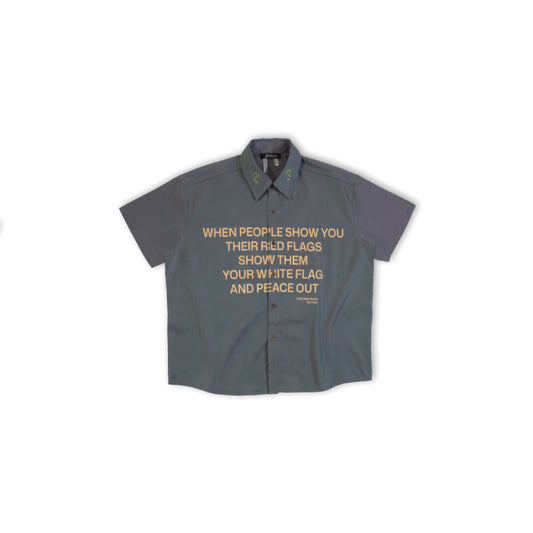 13 Reign Multicolor Boxy Short Sleeves Shirt - Green Chrysocolla