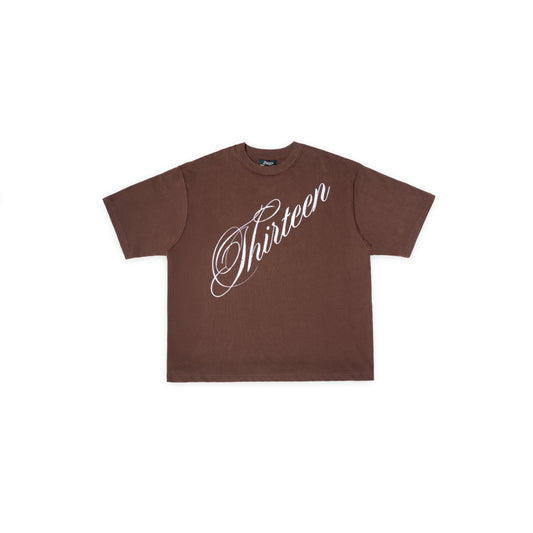 13Reign Oversized Diagonal Logo Tee - Chocolate Brown