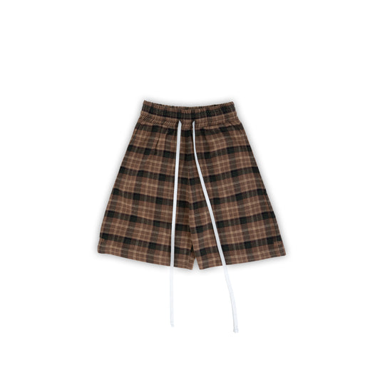 13Reign Plaid Jogger Shorts - Brown Plaid