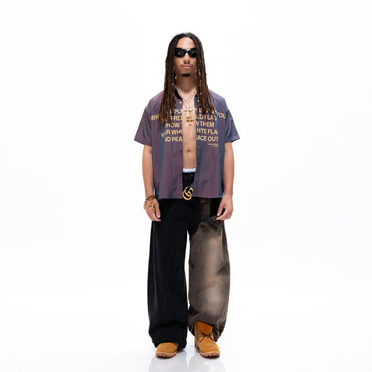 13 Reign Multicolor Boxy Short Sleeves Shirt - Blood Stone