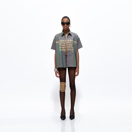 13 Reign Multicolor Boxy Short Sleeves Shirt -  Green Chrysocolla