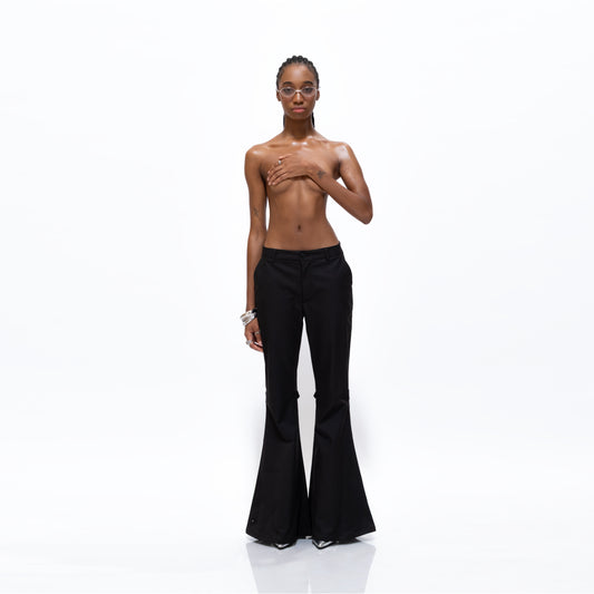 13Reign Button-Back Flared Pants -  Black Ink
