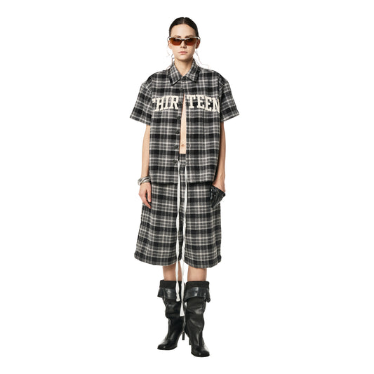 13Reign Plaid Short-Sleeve Shirt - Grey Plaid