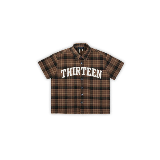 13Reign Plaid Short-Sleeve Shirt - Brown Plaid