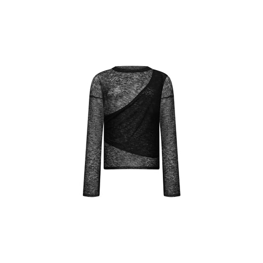 13Reign Double-Layer Asymmetrical Long Tee - Midnight Black