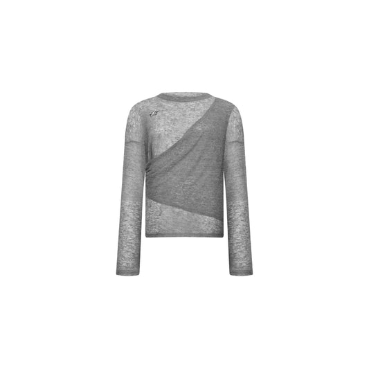 13Reign Double-Layer Asymmetrical Long Tee - Grey
